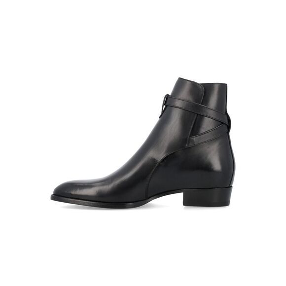 Elegant Leather Jodhpur Boots with Stacked Heel - Picture 3 of 4